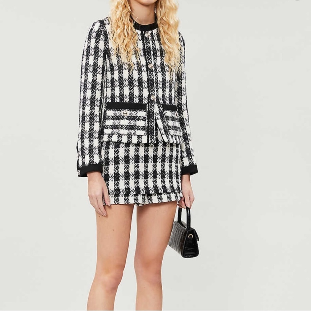Maje Vicky Houndstooth Cotton-blend Tweed Jacket - Picture 5 of 10
